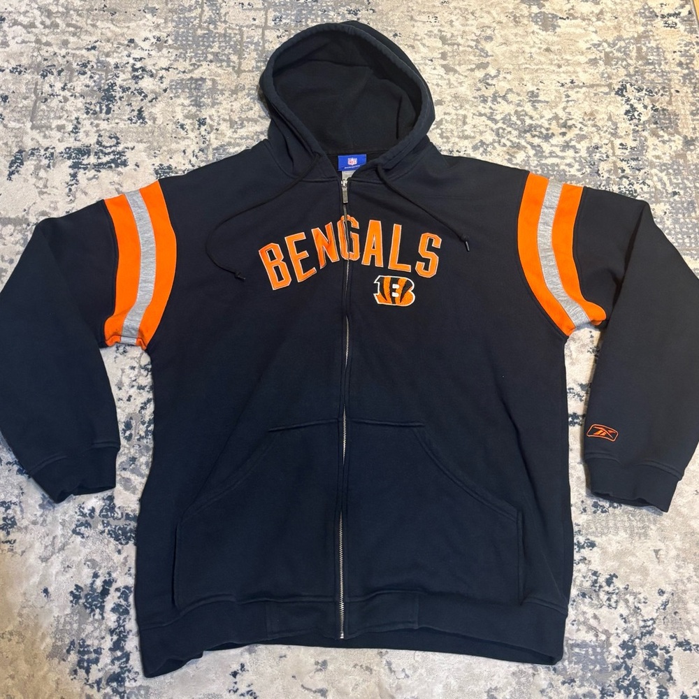 Cincinatti Bengals Reebok Official NFL Full Zip Jacket Size XL